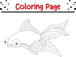 Cute Fish Coloring Page. sea animal coloring book page for kids