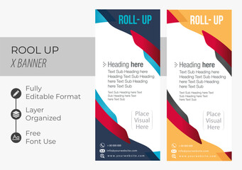 Professional Unique Corporate Roll Up Banner Signage Standee Template for Multipurpose