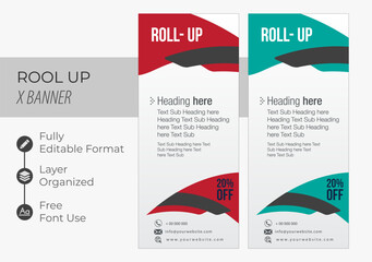 Professional Unique Corporate Roll Up Banner Signage Standee Template for Multipurpose