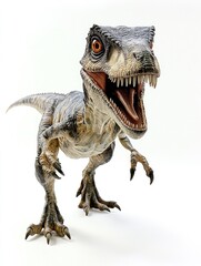 Naklejka premium Realistic Dinosaur Model on a White Background for Educational and Artistic Use