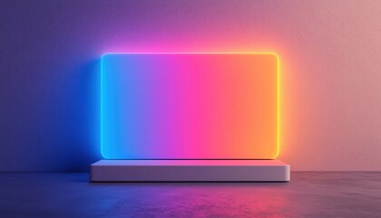 Modern neon frame showcasing vibrant colors on a minimalistic background.