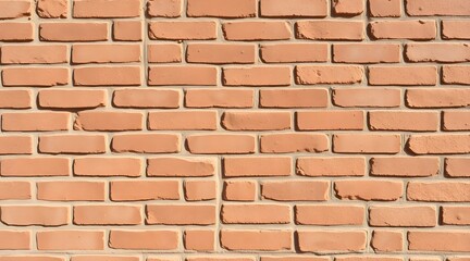 Fototapeta premium A textured brick wall showcases a warm orange hue, featuring a rustic and durable design, highlighting the natural beauty of masonry in construction. 