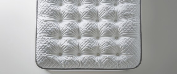 White Mattress Top View Quilted Texture Grey Border.