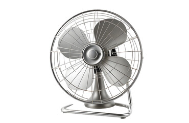 A retro tabletop fan with a wire cage