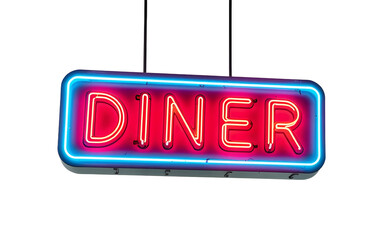 A vintage neon diner sign