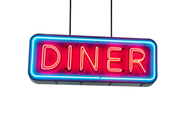 A vintage neon diner sign