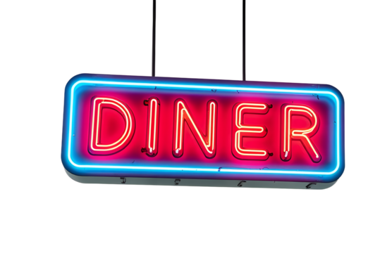 A vintage neon diner sign