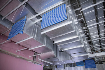 Industrial HVAC duct system in large building