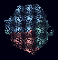 Sierra Leone, shape of the country built of colored cells. Digital style map of Sierra Leone on a dark background. Small size rounded square blocks. Trending vector illustration.