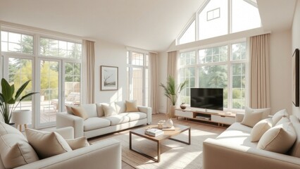 Fototapeta premium modern living room with fireplace