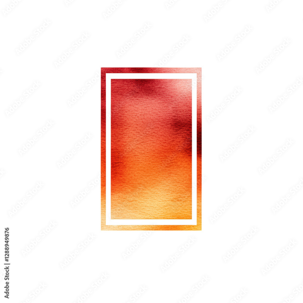 Poster square frame with red and orange gradient background for design and artistic purposes isolated on tr