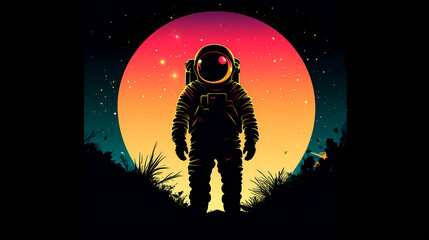 Obraz premium colourful silhouette space astronaut