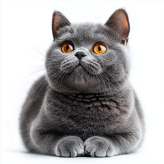British Shorthair Cat Isolated on White Background