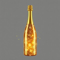Gold Champagne Bottle With Elegant Design perfect for luxurious celebrations and special occasions. Perfect Any Project.