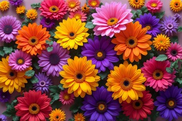 Vibrant Colorful Gerbera Daisies Arrangement