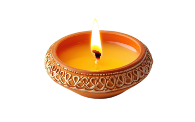 Diya lamp on transparent or white background,png