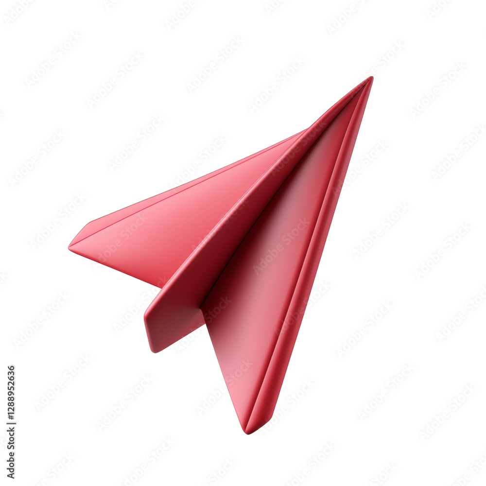 Poster sleek red paper airplane in flight with sharp and smooth design elements close-up view