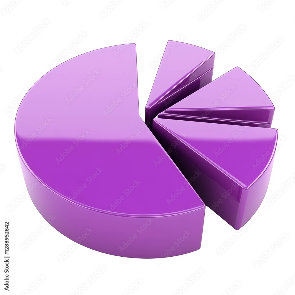 Poster purple pie chart with several slices missing from the whole circular shape