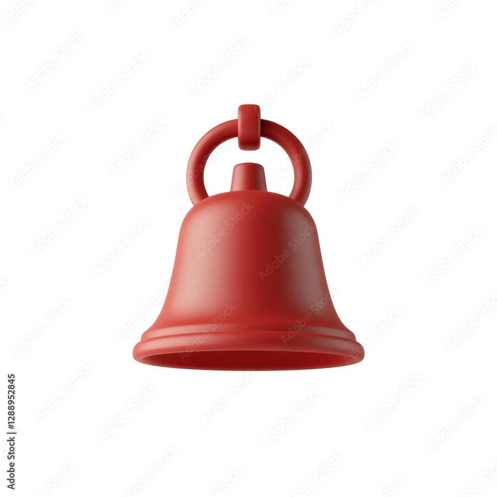 Poster red bell with curved handle and simple clapper design captures classic and elegant shape