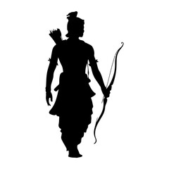 Shree ram silhouette vector on white background.