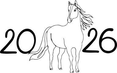 Silhouette of a Horse with Year 2026