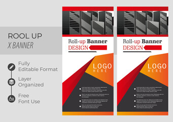 Professional Unique Corporate Roll Up Banner Signage Standee Template for Multipurpose