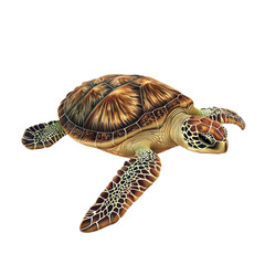3D vector icon of Loggerhead sea turtle isolated on transparency background