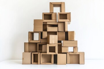 Obraz premium Cardboard Boxes Stacked Forming A Structure