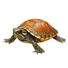 Fototapeta premium 3D vector icon of Red-eared slider isolated on transparency background