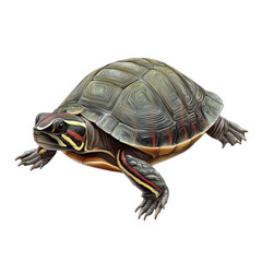 Obraz premium 3D vector icon of Red-eared slider isolated on transparency background