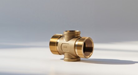 Brass Pipe Fitting Connector for Plumbing Systems and Industrial Applications in Clean Background