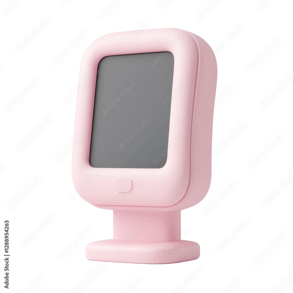 Poster modern pink digital display with rounded edges on a sturdy base