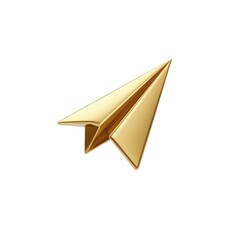 Shiny golden paper airplane model with elegant and simple design for decorative display