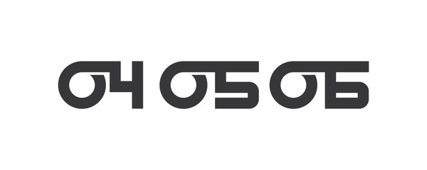 Collection of number 04 to 06 logo designs. number design vector illustration.