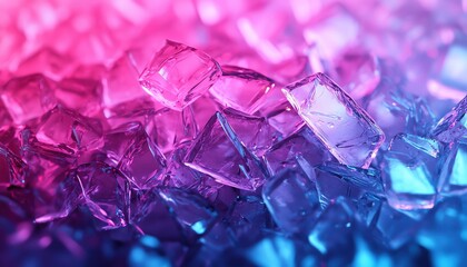Colorful ice cubes in pink and blue tones, perfect for refreshing beverages and cocktails.