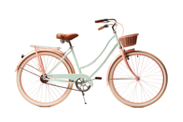 Isolated Pastel Colored Bicycle with Basket