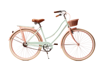 Fotobehang Isolated Pastel Colored Bicycle with Basket © Tsvetelina