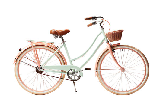 Isolated Pastel Colored Bicycle with Basket