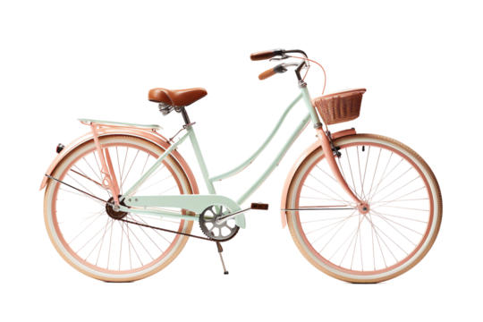 Isolated Pastel Colored Bicycle with Basket