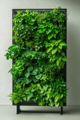 Lush greenery fills modern wall structure, creating vibrant indo