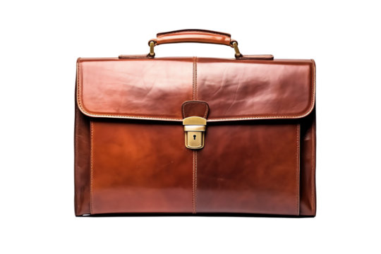 Isolated Brown Leather Briefcase