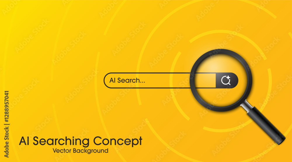 Fototapete Concept of Artificial intelligence. Chatbot and AI Assistant. Search engine bar and magnifying glass. Input prompt as commands for search and analysis by AI. Vector illustration.
