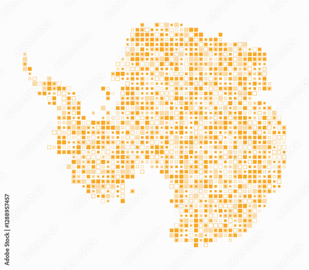Poster antarctica, shape of the country build of colored cells. digital style map of the antarctica on whit