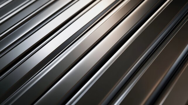 Shiny metallic chrome tubes with reflective surface, industrial and futuristic concept