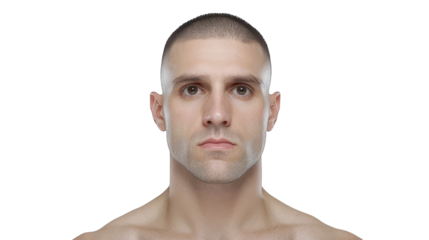 Striking portrait of a bald man, study in masculinity, confidence, and minimalist style