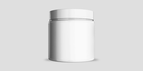 White blank supplement jar mockup, front view