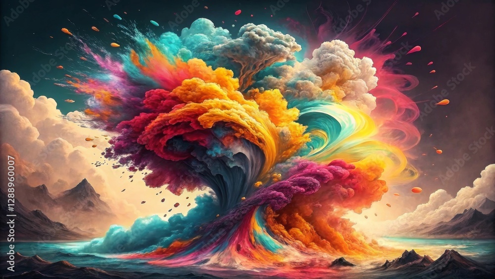 Aufkleber an explosion of colors forming a dynamic abstract composition that represents creativity and imagina