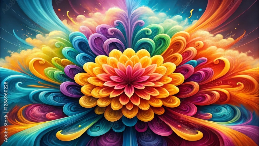Aufkleber an explosion of colors forming a dynamic abstract composition that represents creativity and imagina