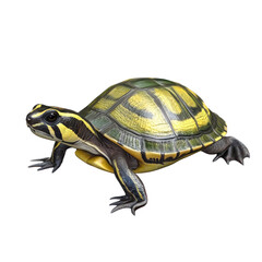 Obraz premium 3D vector icon of Yellow-bellied slider isolated on transparency background