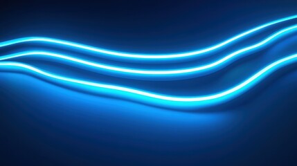 Naklejka premium Blue neon light in a shape of a wavy line on a dark background 